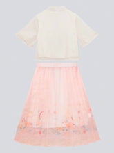 Young Girl's 2pcs Chinese Style Horse-Face Skirt Suit, Summer Hanfu Dress For Children, 2024 New Arrival